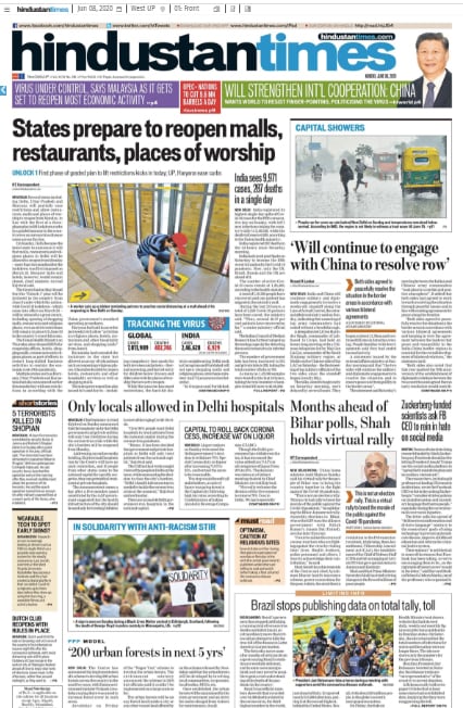 Newspaper Headlines: Shopping Malls, Places Of Worship To Open From ...