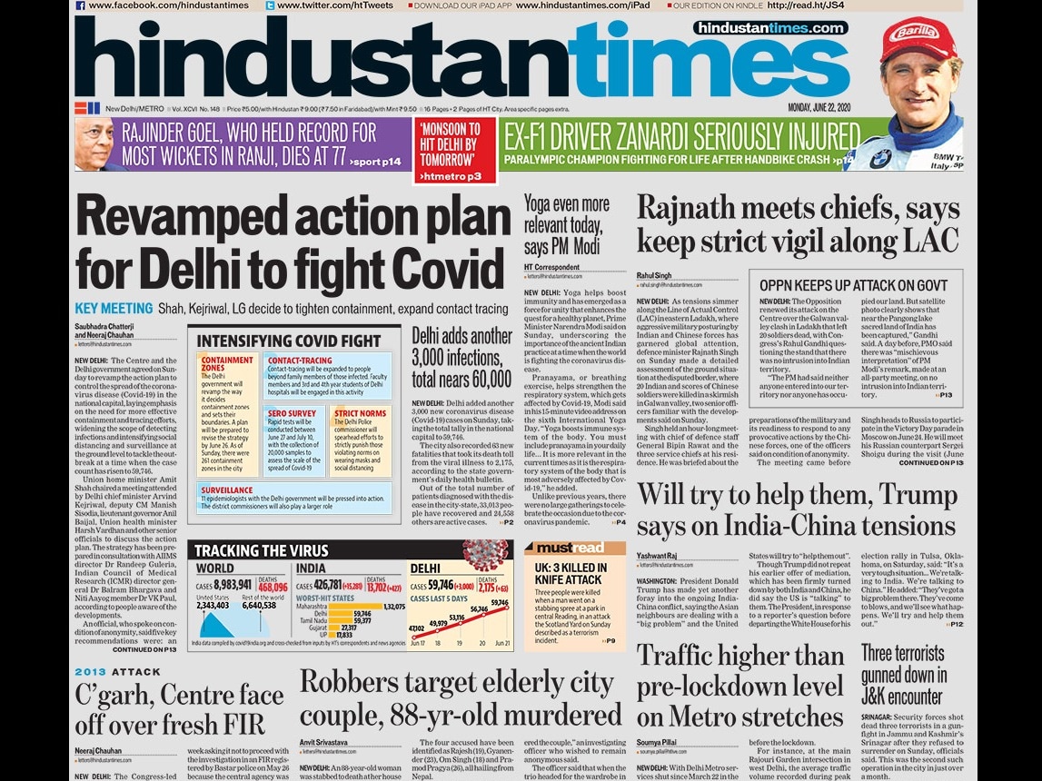 The Centre and the Delhi government agreed on Sunday to revamp the action plan to control the spread of the coronavirus disease (Covid-19) in the national capital, laying emphasis on the need for more effective containment and tracing efforts, widening the scope of detecting infections and intensifying social distancing and surveillance at the ground level to tackle the outbreak at a time when the case count has risen to 59,746.