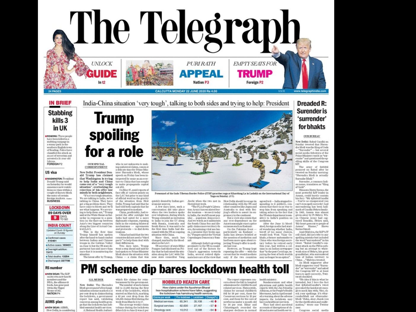 US President Donald Trump has claimed that Washington is trying to help India and China come out of a "very tough situation", overlooking the rejection of his offer last month by both neighbours. "It's a very tough situation. We are talking to India, we're talking to China. They have got a big problem there. They have come to blows and we'll see what happens. We are trying to help them out," Trump said at the White House on Saturday.