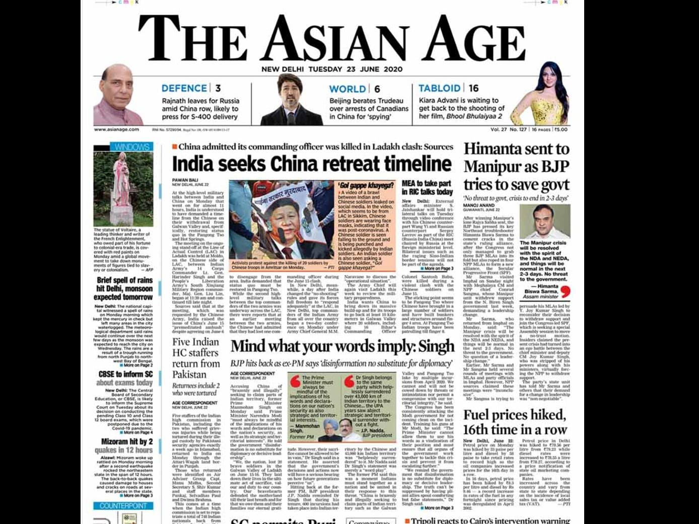 Newspaper Headlines: India-China Hold Talks After Border Clash, Coronavirus Global Cases Top 9 Million