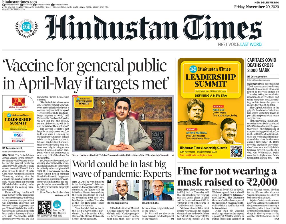 Newspaper Headlines: India Could Get Oxford Covid Vaccine By April 2021, Says Serum Institute Chief & Other Top Stories