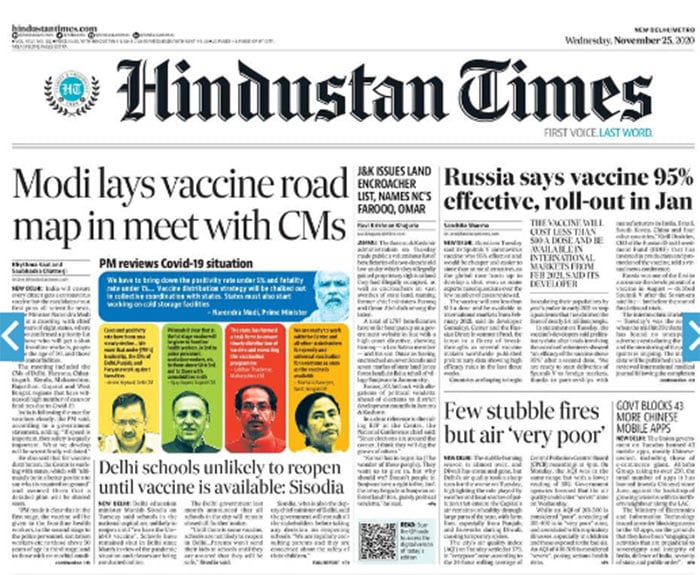 Newspaper Headlines Prime Minister Narendra Modi Asks States To Prepare Plan For Covid 19 Vaccine And Other Top Stories