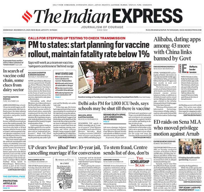 Newspaper Headlines: Prime Minister Narendra Modi Asks States To Prepare Plan For COVID-19 Vaccine And Other Top Stories