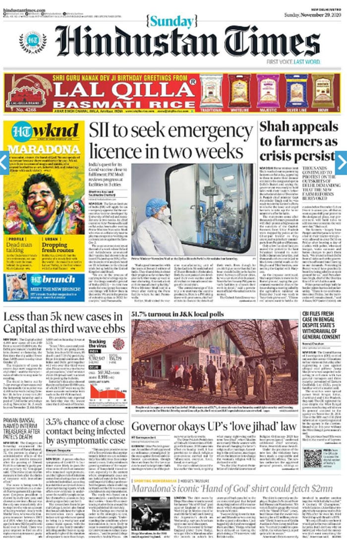 Newspaper Headlines: PM\'s 3-City Vaccine Tour, Farmers Protest And Other Top Stories