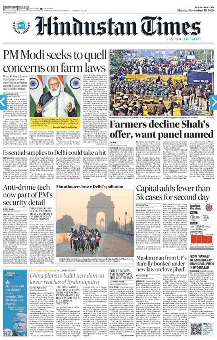 Newspaper Headlines: Farmers Decline Early Talks Offer, PM\'s Praise For New Farm Laws And Other Top Stories