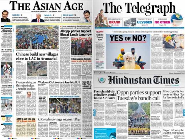 Newspaper Headlines: For Bharat Bandh, Opposition Parties Send Message Of Support For Farmers & Other Top Stories