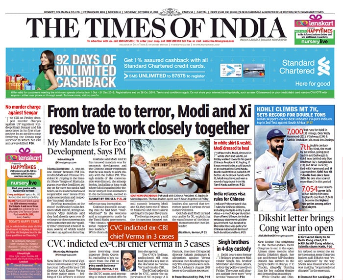 PM Modi-Xi Meet Dominates Headlines On Saturday