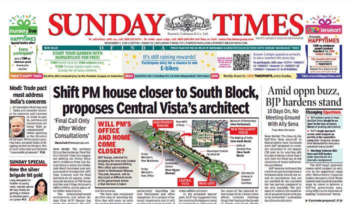 Delhi Central Vista's architect proposes to shift PM residence closer to his office, Maharashtra government impasse and PM Modi's RCEP address are the top stories .