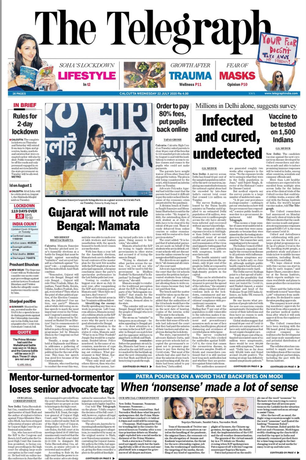 Mamata Banerjee on Tuesday pitched next year's Assembly elections as a battle for Bengal that must be fought against marauding "outsiders" and arrayed herself as a bulwark against "Gujarat" rule - a euphemism for the Narendra Modi-Amit Shah combine.