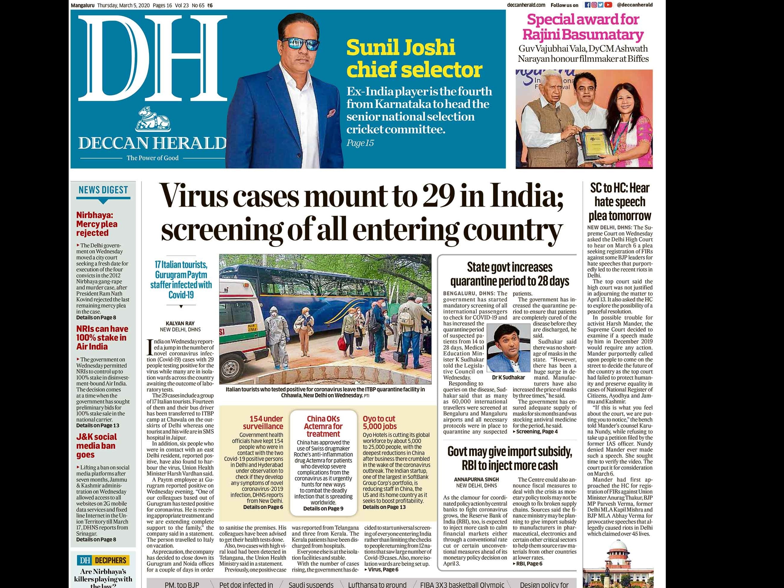 India on Wednesday reported a jump in the number of novel coronavirus infection (Covid-19) cases with 29 people testing positive for the virus while many are in isolation wards across the country awaiting the outcome of laboratory tests.