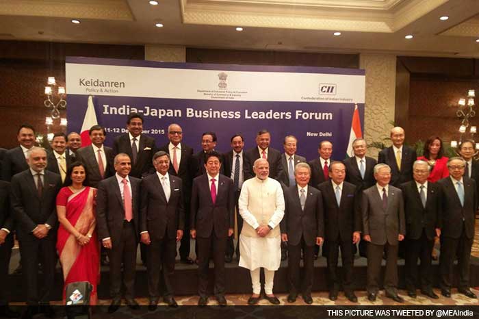 The two PMs with the men and women driving the India Japan economic partnership as Business Leaders Forum concludes.