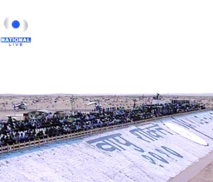 The Indian Air Force organised a special show called Vayu Shakti 2010 in Pokhran on Sunday. The three-phase show, which continued in the evening, dusk and night, showcased Air Force's fire power. (Image courtesy: Doordarshan)