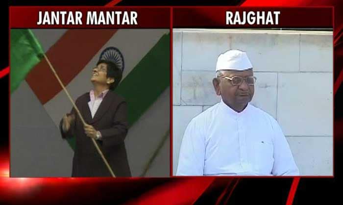 Ahead of fast, Anna Hazare at Rajghat