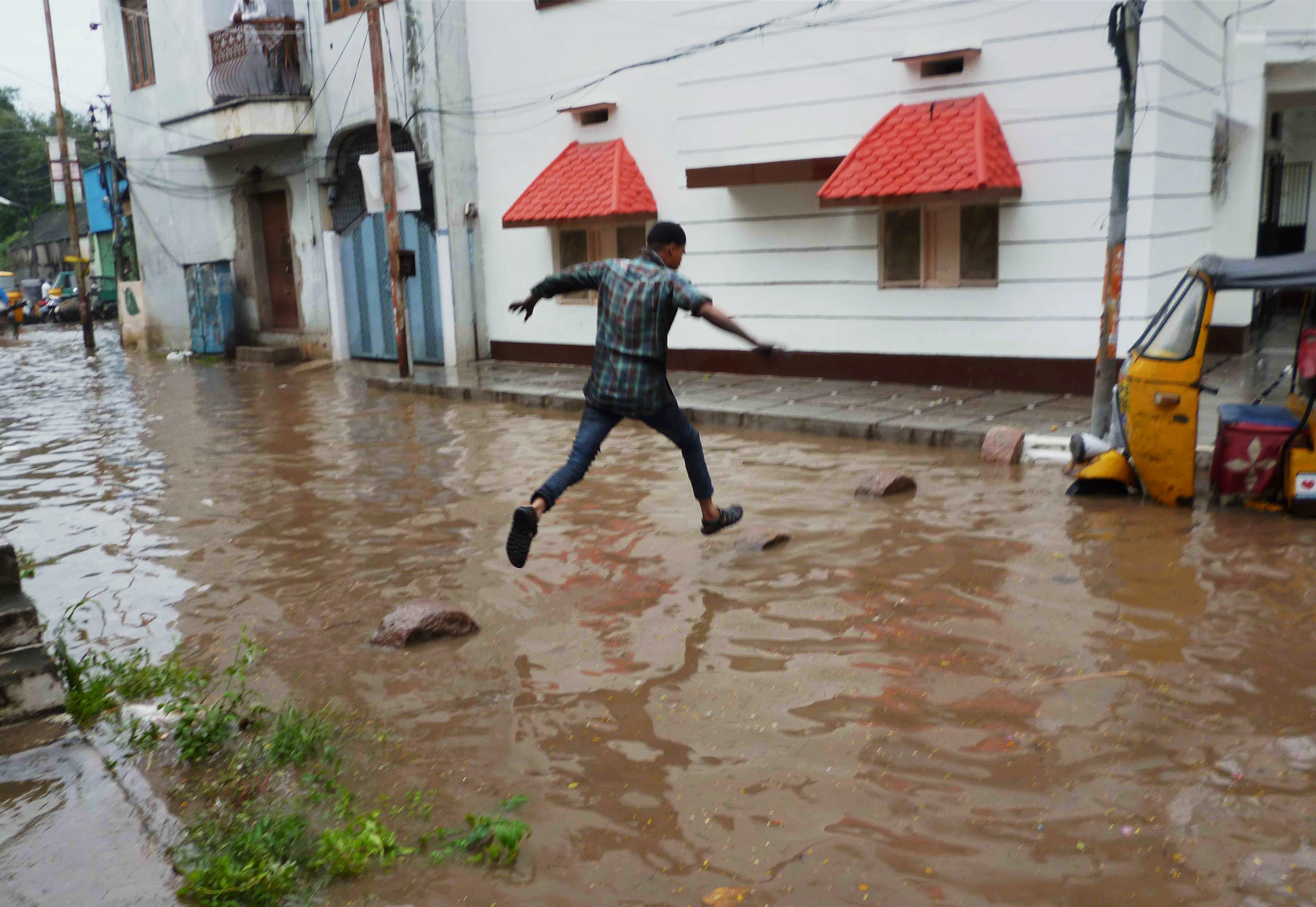 Pics: Heavy Rain Wreaks Havoc In Hyderabad And Guntur, Thousands Evacuated