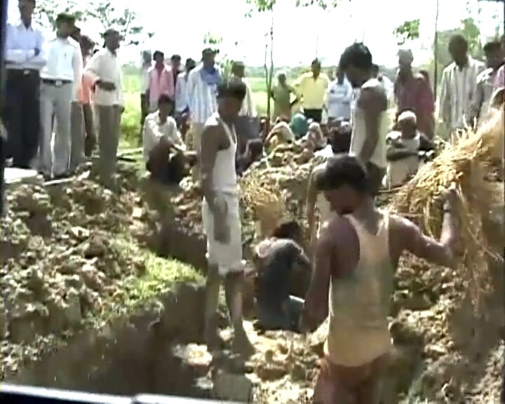 Villagers are digging the soil for the burial. Village after village, it's the same story. Already buried in poverty these families are now struggling to come to terms with the loss of their loved ones in the stampede.