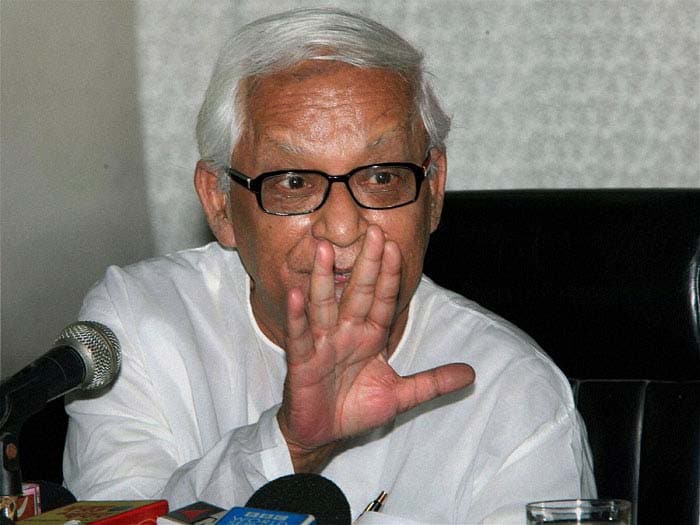 CPI(M) leader and West Bengal Chief Minister Buddhadeb Bhattacharjee interacts with the media in Kolkata ahead of the state assembly polls. (PTI)