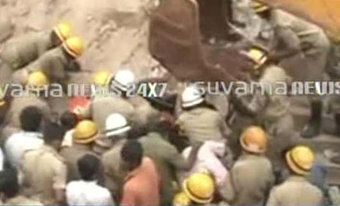At least four people who were trapped in the debris were rescued by 3.45 pm.