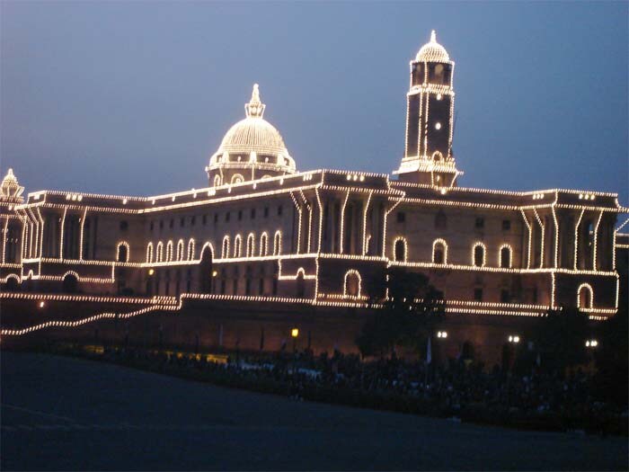 As the tricolour was lowered, and the bands retreated the corridors of power were lit up in magnificent lights bringing the 60th Republic Day celebrations to a conclusion.