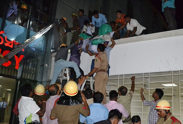 Rescue work underway at the Institute of Medical Sciences and Sum Hospital in Bhubaneshwar. (PTI)