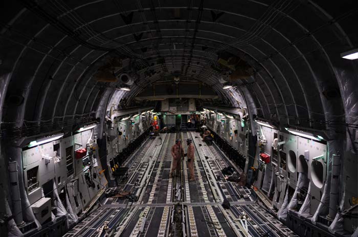 Inside a Boeing C-17.