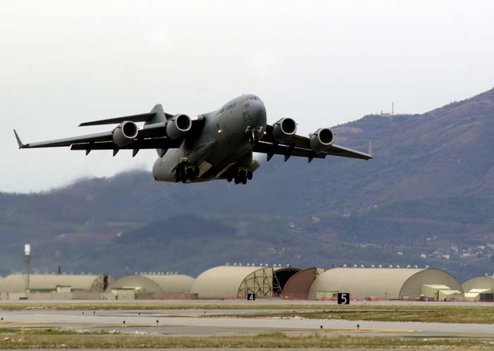 The C-17 can operate from unpaved, unimproved runways as well.