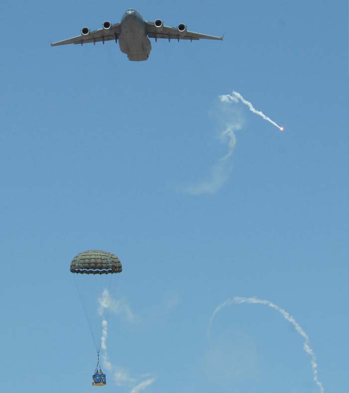 Boeing C-17 is a large military transport aircraft.