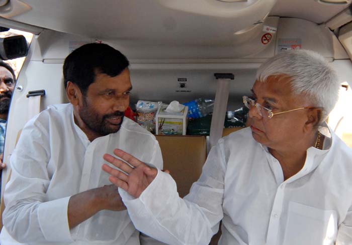 Lalu along with his partner Ram Vilas Paswan presents a formidable coalition as Lalu's sway over Yadavs remains intact and he hopes that large sections of Muslims will not turn their back on him. The partnership with Paswan also assures Lalu of the support of the Dalit community.(AFP Photo)