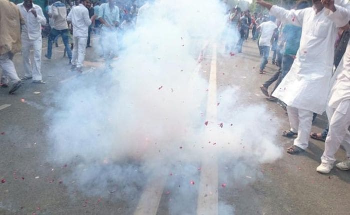 The party outside Lalu Prasad Yadav's residence is going with a bang.