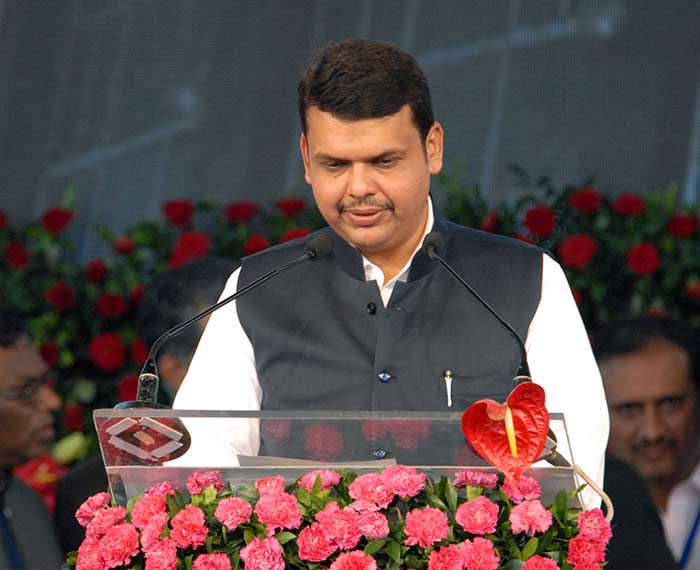 BJP's Devendra Fadnavis taking the oath as the chief minister of Maharashtra (Credit:Press Information Bureau)