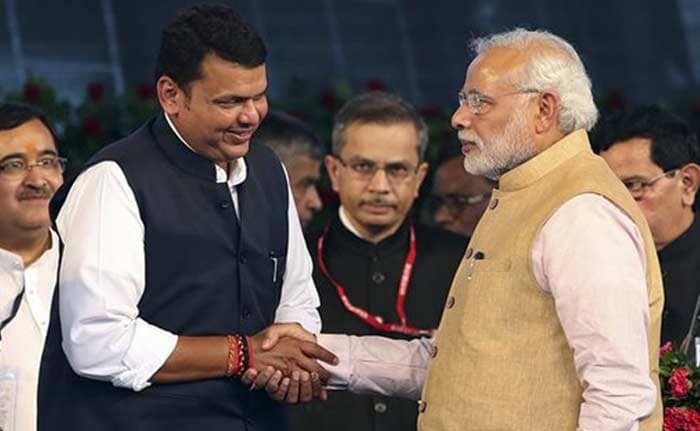 Maharashtra Chief Minister Devendra Fadnavis with Prime Minister Narendra Modi (Credit: Press Information Bureau)