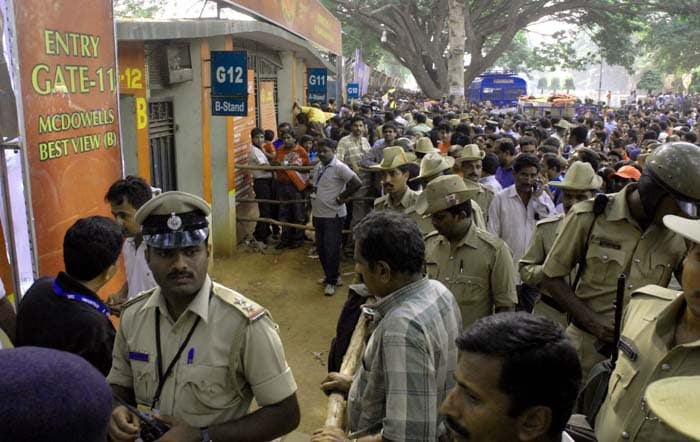 Police are carrying out extensive searches outside the stadium and there are huge jams. (PTI Photo)