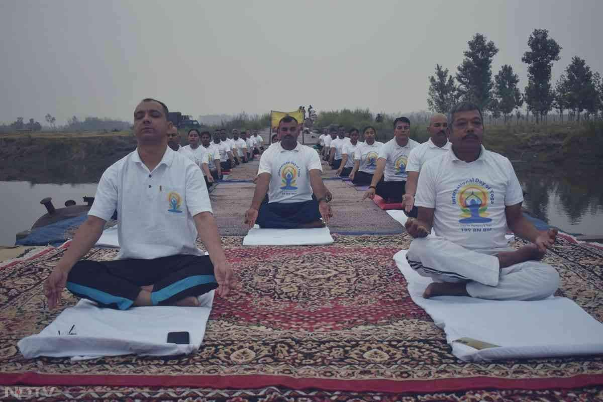 The personnel from Madhopur practiced yoga on the bridge as a precursor to the International Yoga Day 2025.