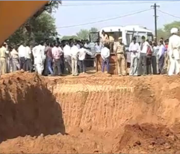 Rescue operations are on and a parallel pit is being dug alongside the borewell to reach the boy.(NDTV photo)