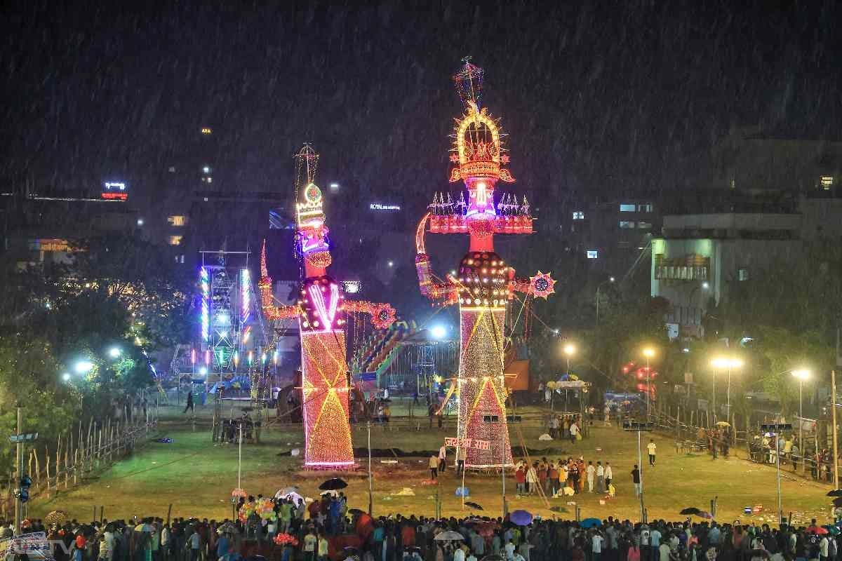 राजस्थान के जयपुर में भी बारिश की वजह से रावण दहन नहीं हो पाया है.