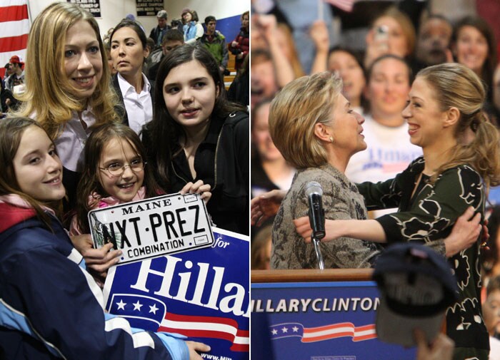 When Hillary Rodham Clinton first ran for the Senate, Chelsea, then 20, crisscrossed New York State by her mother's side. <br /><br /> She also joined her mother on the campaign trail as Mrs Clinton pursued the 2008 Democratic Presidential Nomination.(Text Courtesy: New York Times | Photo Courtesy: AFP)