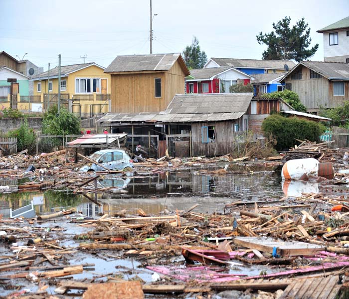 Chile's government conceded that it committed an "error" in initially downplaying the risk of tsunami from the massive earthquake - a mistake that may have cost many lives.<br><br>Picture showing the massive destruction caused by a tsunami in the Chilean city of Pulluhue, 320 km south of Santiago. (AFP Image)