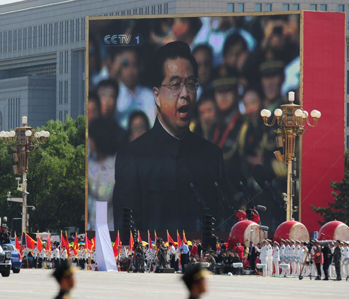 <p>Chinese President Hu Jintao reviews the People's Liberation Army (PLA) troops prior to the start of the National Day parade on Tiananmen Square in Beijing on October 1, 2009. AFP PHOTO</p>
<a class="text2bold_link" href="http://www.ndtv.com/convergence/ndtv/new/NDTV-Show-Special.aspx?ID=362">China at 60: Live Blogs</a>