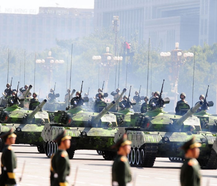 <p>Chinese People's Liberation Army (PLA) tanks rumble past Tiananmen Square during the National Day parade in Beijing on October 1, 2009. AFP PHOTO</p>
<a class="text2bold_link" href="http://www.ndtv.com/convergence/ndtv/new/NDTV-Show-Special.aspx?ID=362">China at 60: Live Blogs</a>