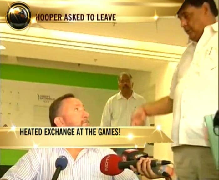 <p>Still playing out in public, then, the very ugly war between the Indian organizers and the international committee for the 2010 Games. </p>
<p>In an embarrassing exchange caught on camera by NDTV on Friday evening, the secretary general of the 2010 Commonwealth Games, Lalit Bhanot tried to stop Mike Hooper from speaking to the press. </p>
<p>Both men argued for several minutes, after Bhanot said &quot;You'll have to stop this interview. Hooper rejected that request. <br />
</p>