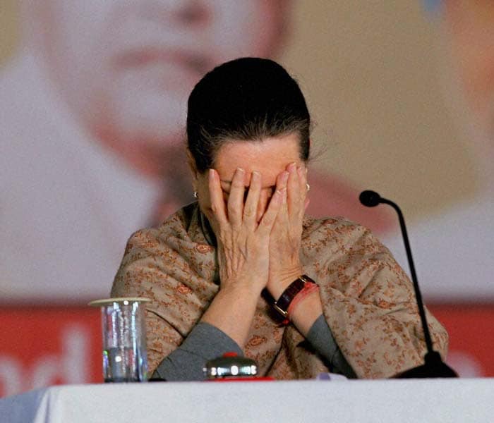 Oh no! The onerous task ahead of her suddenly seems to dawn on the Congress President.