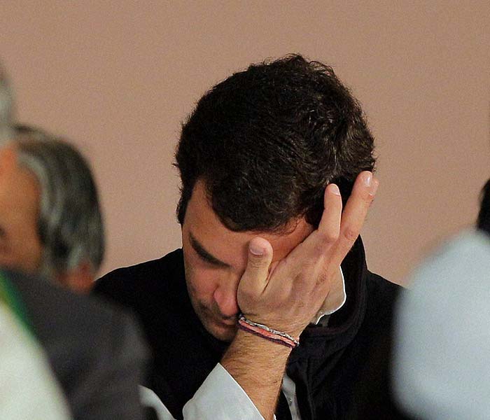 Or, perhaps, something in his eye? Surely that is not Rahul Gandhi making peace with the Bihar debacle, is it?