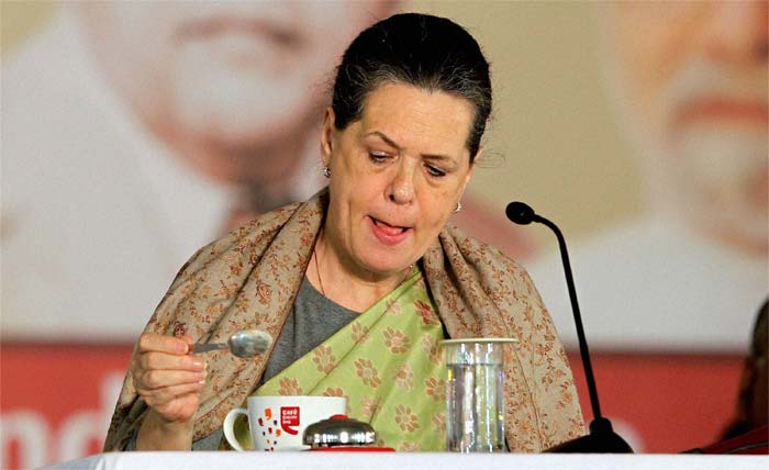 But the Congress President is deeply contemplative. Is she reading the leaves in that cup or weighing sugar options?