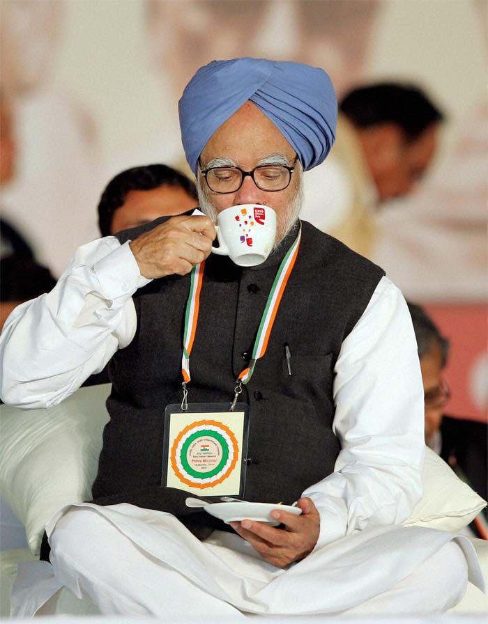 Tea break. Having said at the beginning of the meeting that he is all for probity and in the process having compared himself to Ceaser's wife, the Prime Minister doesn't look like he has a storm in his teacup.