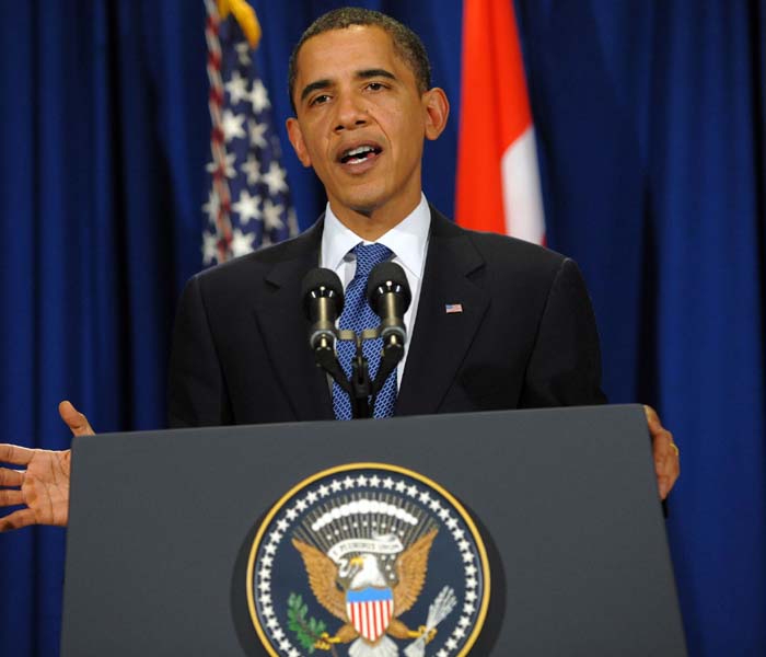 Obama said the US has reached a "meaningful" deal to curb greenhouse gas emissions with four emerging economies, including India, but warned it was not enough to battle climate change.<br><br>"It is going to be very hard, and it's going to take some time (to achieve a legally binding deal)," he said at the conclusion of the Copenhagen Climate Change Summit. (AFP Photo)