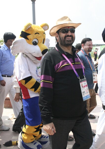 Suresh Kalmadi at the Games village.