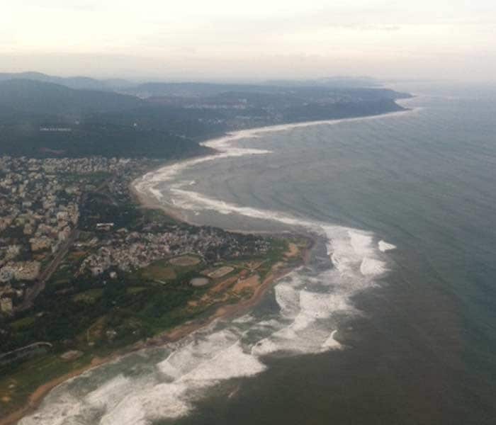 Seen here, coastline of Visakhapatnam. 23 cyclone centres and more than 100 shelter homes have been set up in the seven districts likely to be most affected by Phailin. 1600 National Disaster Response Force or NDRF personnel have been dispatched to Odisha and Andhra Pradesh.