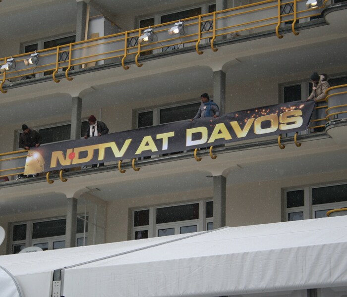In a first for Davos and for India, NDTV became the first Indian news network to host a debate at the 2010 World Economic Forum being held from Jan 27-31.(NDTV photo)