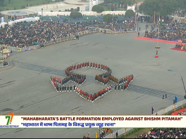 विजय चौक पर महाभारत के युद्ध में भीष्म पितामह को घेरने वाली व्यूह रचना, अद्भुत नजारा