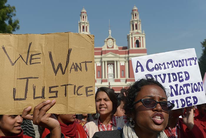 Christians Protesting Against Delhi Church Attacks