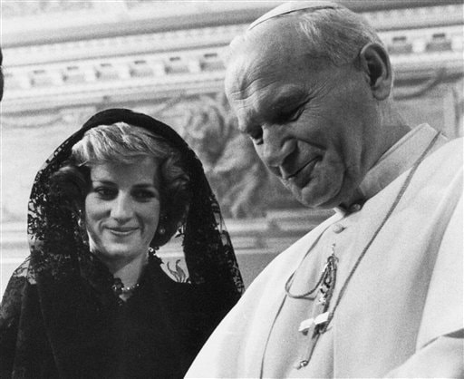 The Religious Side: Pope John Paul II and  Diana, Princess of Wales are seen in this file photo.